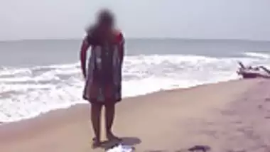 Desi Wife On Beach - Canging Lower Dress