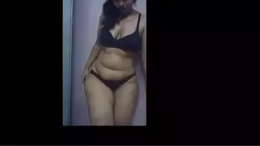 South Indian Monal?s black bra and panty show