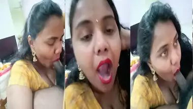Busty Tamil Milf wife eating cum