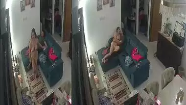 Couple nude romance on couch viral hidden sex CCTV